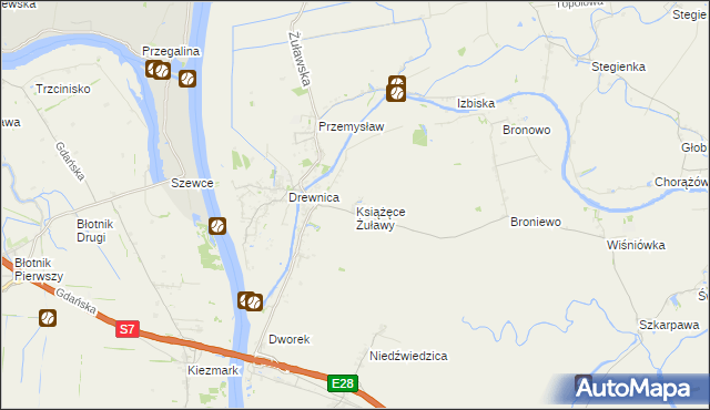 mapa Książęce Żuławy, Książęce Żuławy na mapie Targeo