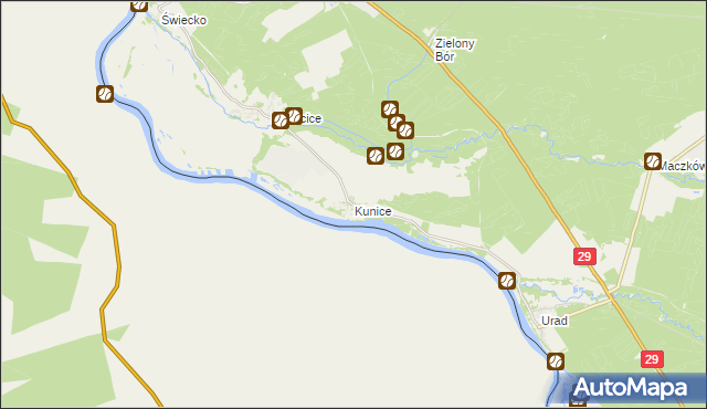 mapa Kunice gmina Słubice, Kunice gmina Słubice na mapie Targeo