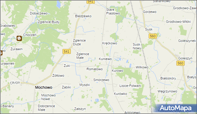 mapa Kuniewo, Kuniewo na mapie Targeo