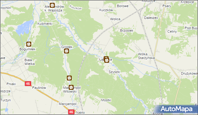 mapa Łąkietka, Łąkietka na mapie Targeo
