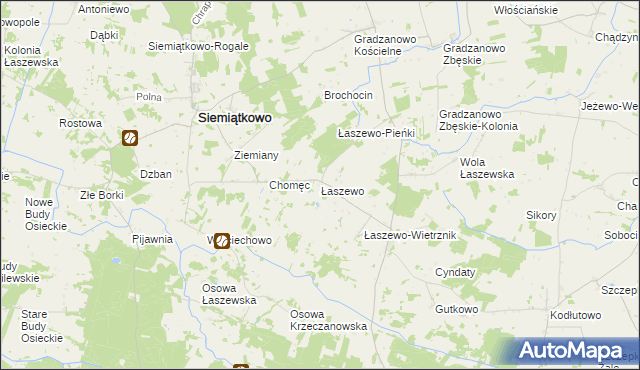 mapa Łaszewo gmina Siemiątkowo, Łaszewo gmina Siemiątkowo na mapie Targeo
