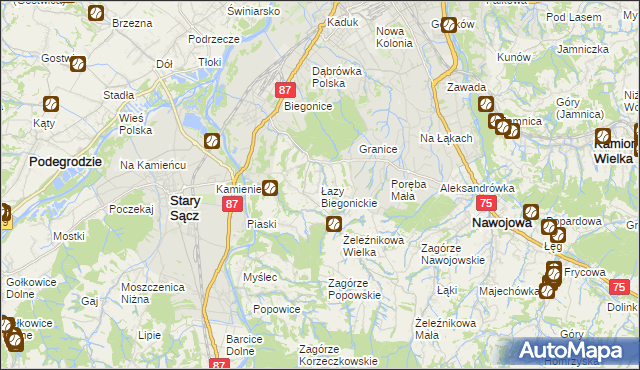 mapa Łazy Biegonickie, Łazy Biegonickie na mapie Targeo