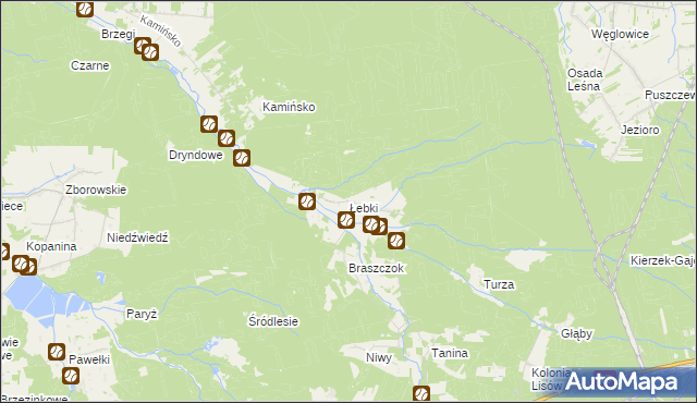 mapa Łebki gmina Herby, Łebki gmina Herby na mapie Targeo