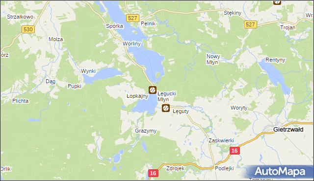 mapa Łęgucki Młyn, Łęgucki Młyn na mapie Targeo