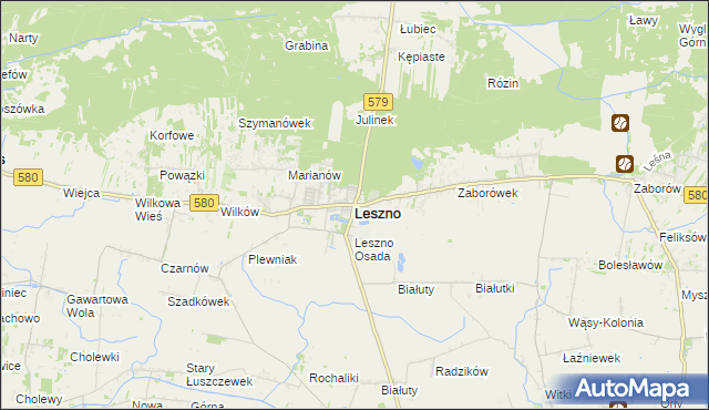mapa Leszno powiat warszawski zachodni, Leszno powiat warszawski zachodni na mapie Targeo