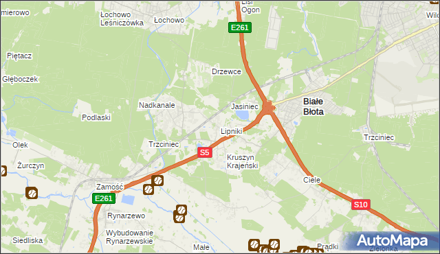 mapa Lipniki gmina Białe Błota, Lipniki gmina Białe Błota na mapie Targeo