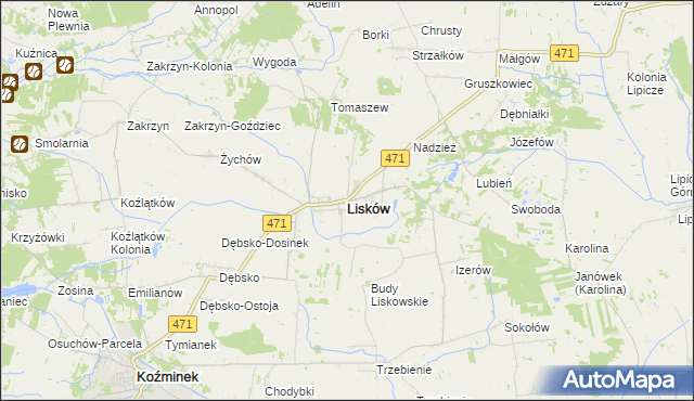 mapa Lisków, Lisków na mapie Targeo