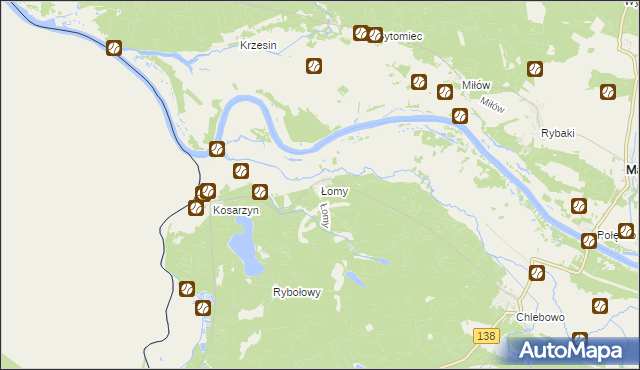 mapa Łomy gmina Gubin, Łomy gmina Gubin na mapie Targeo