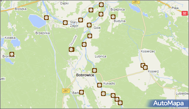 mapa Lubnica gmina Bobrowice, Lubnica gmina Bobrowice na mapie Targeo