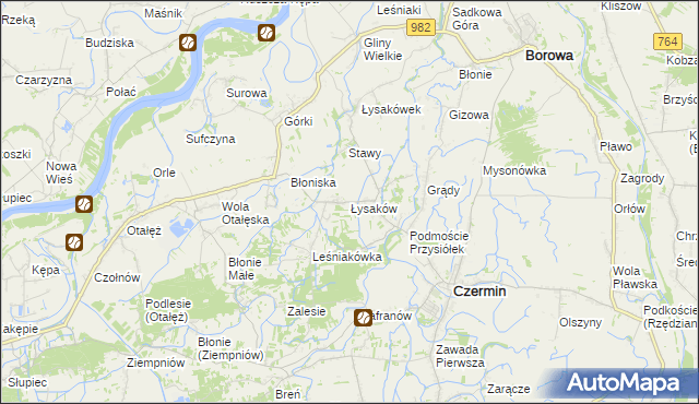 mapa Łysaków gmina Czermin, Łysaków gmina Czermin na mapie Targeo