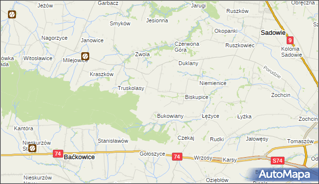 mapa Michałów gmina Sadowie, Michałów gmina Sadowie na mapie Targeo