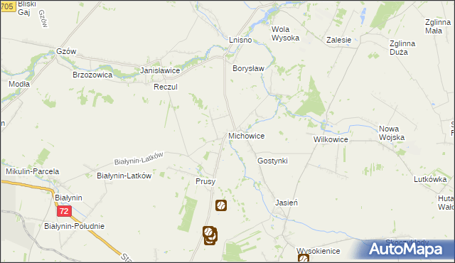 mapa Michowice gmina Głuchów, Michowice gmina Głuchów na mapie Targeo