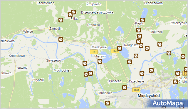 mapa Mierzyn gmina Międzychód, Mierzyn gmina Międzychód na mapie Targeo