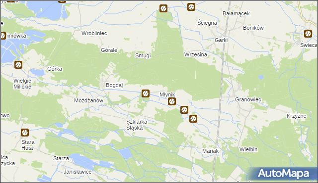 mapa Młynik gmina Sośnie, Młynik gmina Sośnie na mapie Targeo