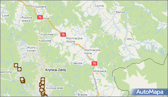 mapa Mochnaczka Niżna, Mochnaczka Niżna na mapie Targeo