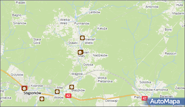 mapa Nadziejów gmina Stąporków, Nadziejów gmina Stąporków na mapie Targeo