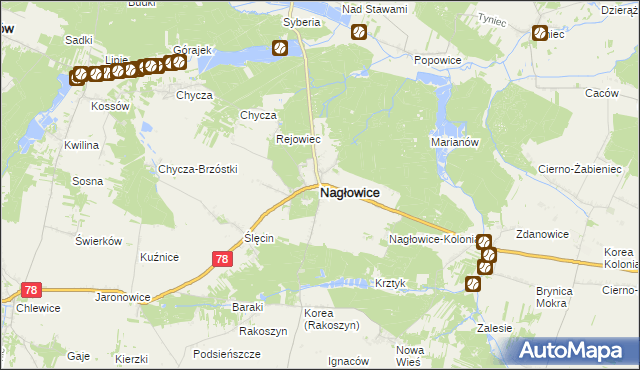 mapa Nagłowice, Nagłowice na mapie Targeo