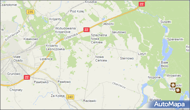 mapa Nowa Cerkiew gmina Chojnice, Nowa Cerkiew gmina Chojnice na mapie Targeo