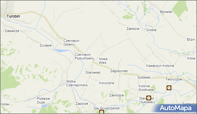 mapa Nowa Wieś gmina Turobin, Nowa Wieś gmina Turobin na mapie Targeo