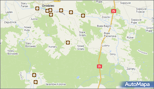 mapa Nowe Grądy, Nowe Grądy na mapie Targeo