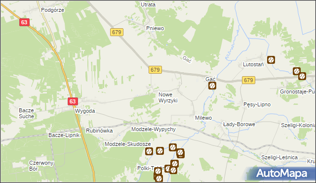 mapa Nowe Wyrzyki, Nowe Wyrzyki na mapie Targeo