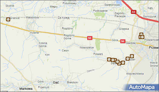 mapa Nowosielce gmina Przeworsk, Nowosielce gmina Przeworsk na mapie Targeo