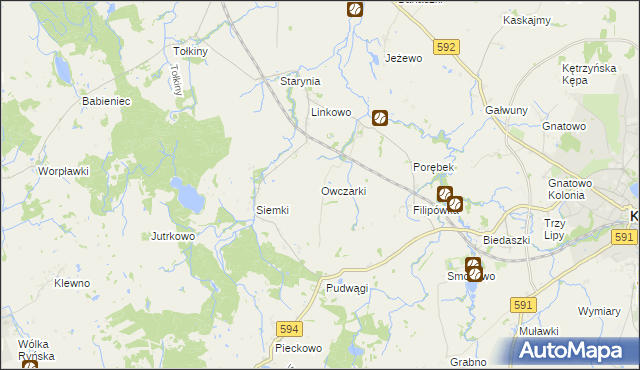mapa Owczarki gmina Kętrzyn, Owczarki gmina Kętrzyn na mapie Targeo