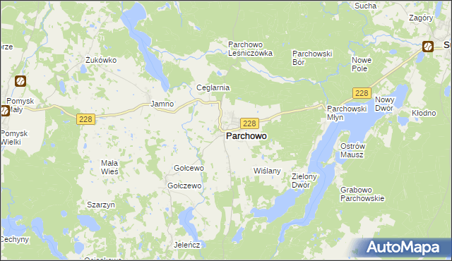 mapa Parchowo powiat bytowski, Parchowo powiat bytowski na mapie Targeo