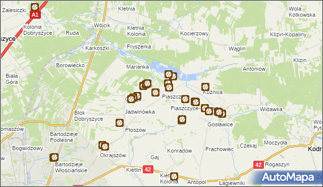 mapa Piaszczyce, Piaszczyce na mapie Targeo