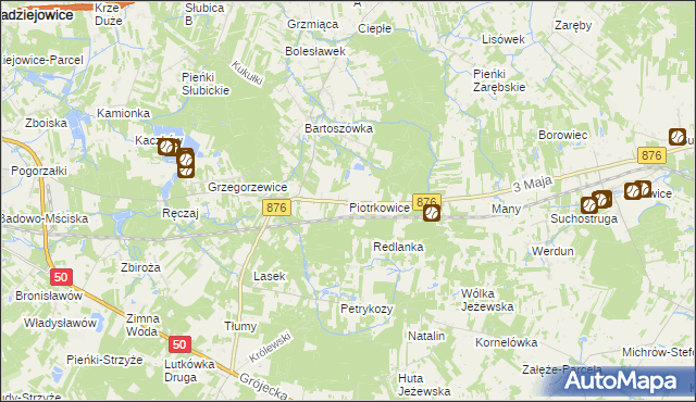 mapa Piotrkowice gmina Żabia Wola, Piotrkowice gmina Żabia Wola na mapie Targeo