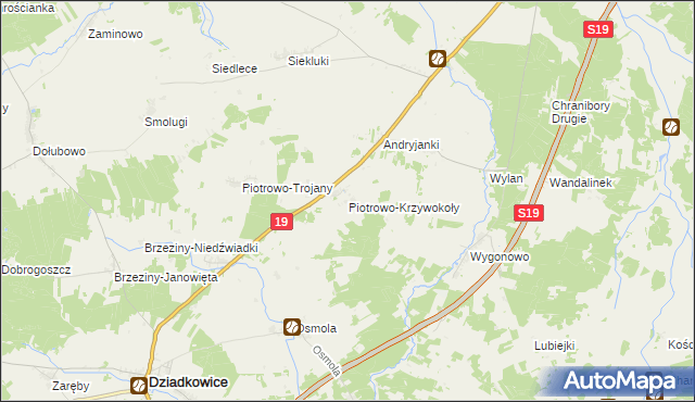 mapa Piotrowo-Krzywokoły, Piotrowo-Krzywokoły na mapie Targeo