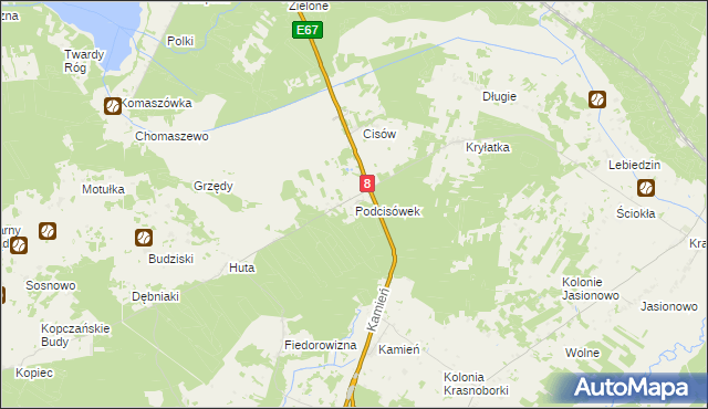 mapa Podcisówek, Podcisówek na mapie Targeo