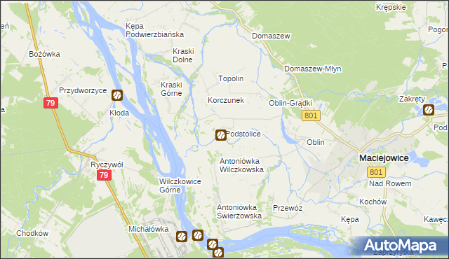 mapa Podstolice gmina Maciejowice, Podstolice gmina Maciejowice na mapie Targeo