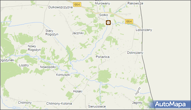 mapa Ponarlica, Ponarlica na mapie Targeo