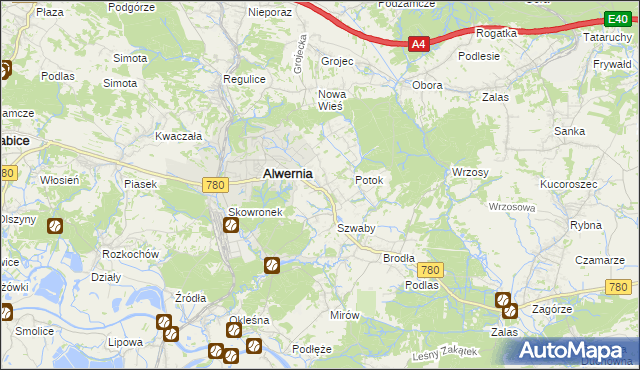 mapa Poręba Żegoty, Poręba Żegoty na mapie Targeo