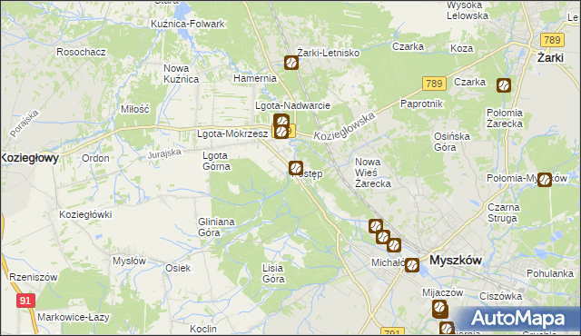 mapa Postęp, Postęp na mapie Targeo