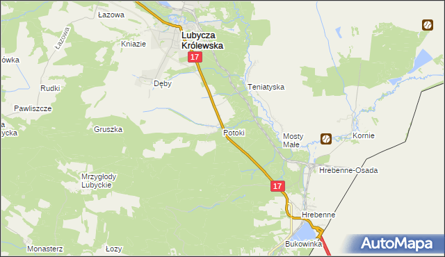 mapa Potoki gmina Lubycza Królewska, Potoki gmina Lubycza Królewska na mapie Targeo