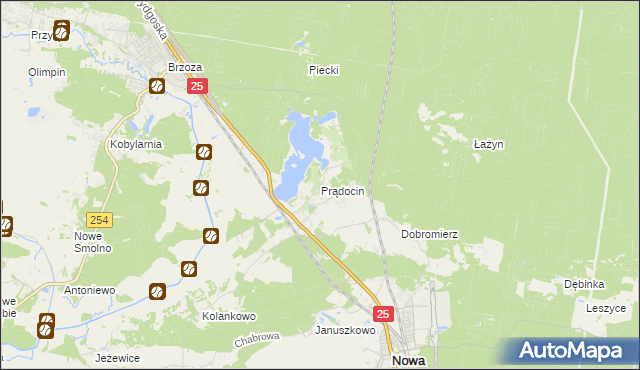 mapa Prądocin gmina Nowa Wieś Wielka, Prądocin gmina Nowa Wieś Wielka na mapie Targeo