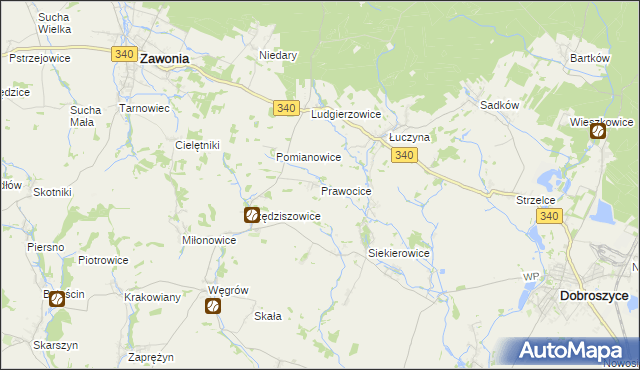 mapa Prawocice, Prawocice na mapie Targeo