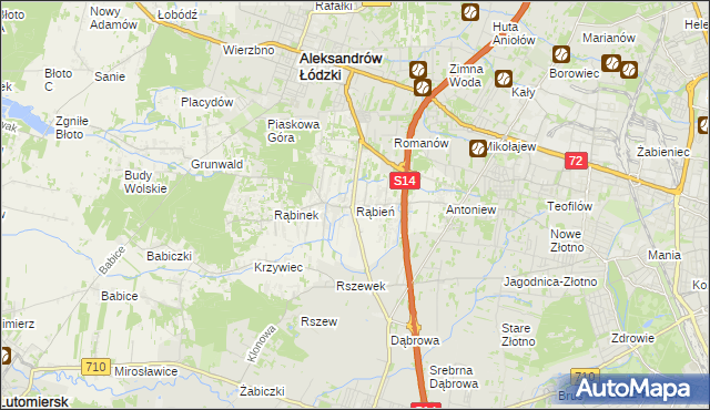 mapa Rąbień, Rąbień na mapie Targeo