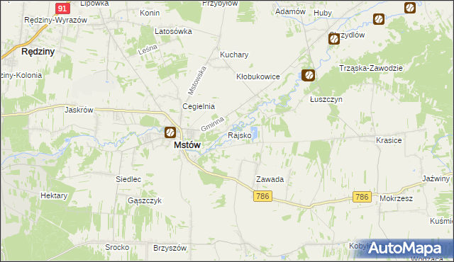 mapa Rajsko gmina Mstów, Rajsko gmina Mstów na mapie Targeo
