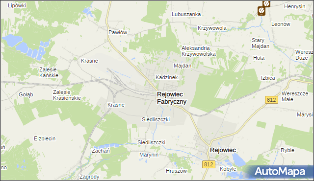 mapa Rejowiec Fabryczny, Rejowiec Fabryczny na mapie Targeo