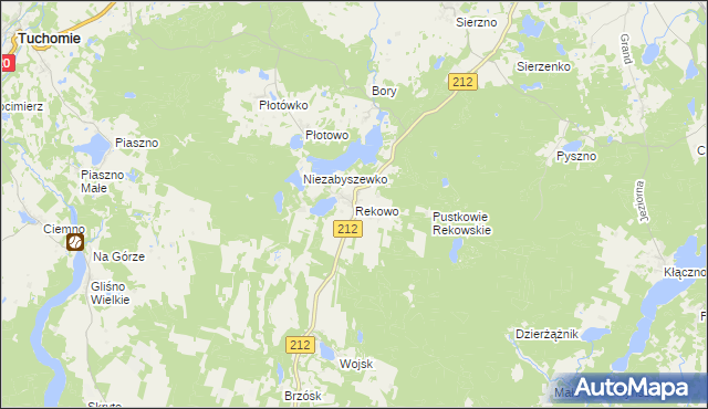 mapa Rekowo gmina Bytów, Rekowo gmina Bytów na mapie Targeo