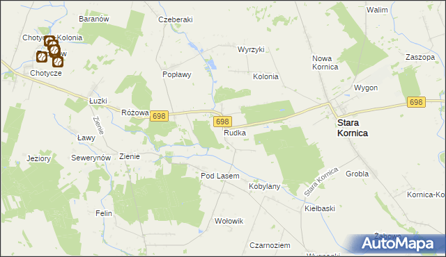 mapa Rudka gmina Stara Kornica, Rudka gmina Stara Kornica na mapie Targeo