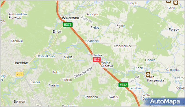 mapa Rudka gmina Wiązowna, Rudka gmina Wiązowna na mapie Targeo