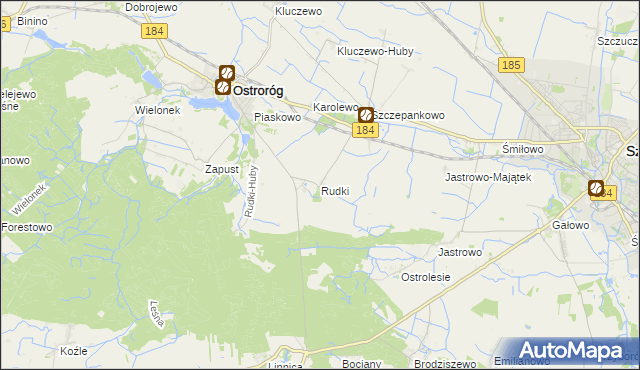 mapa Rudki gmina Ostroróg, Rudki gmina Ostroróg na mapie Targeo