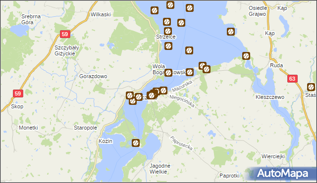 mapa Rydzewo gmina Miłki, Rydzewo gmina Miłki na mapie Targeo