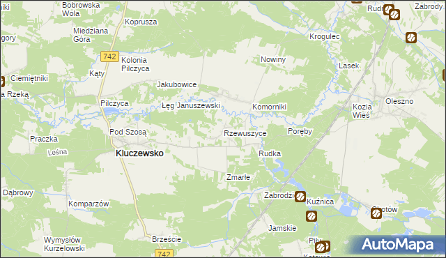 mapa Rzewuszyce, Rzewuszyce na mapie Targeo