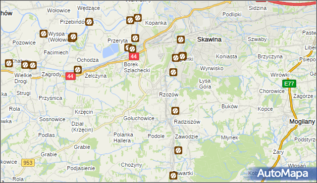 mapa Rzozów, Rzozów na mapie Targeo