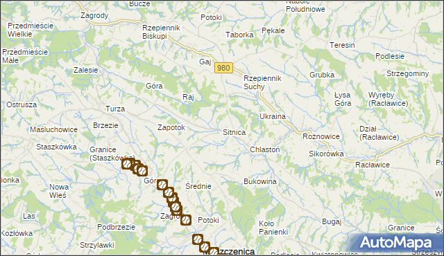 mapa Sitnica gmina Biecz, Sitnica gmina Biecz na mapie Targeo